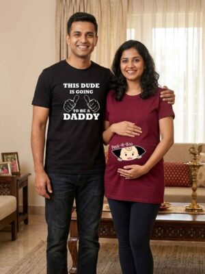 Dude Going To Be Daddy & Peek a boo Mom Maternity Couple T-Shirts