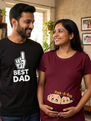 Best Dad & Peek a Boo Mom Maternity Couple T-Shirts