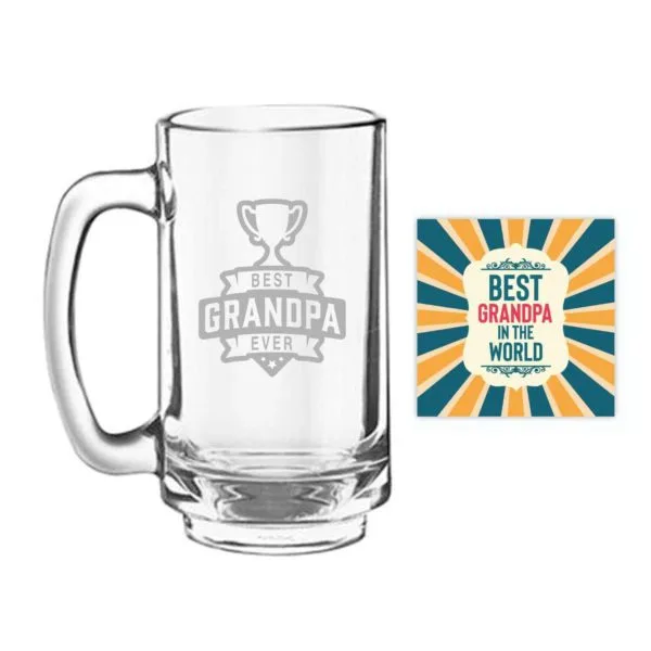 Best Grandpa Ever Engraved Beer Mug