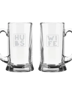 Hubs Wife Engraved Beer Mug