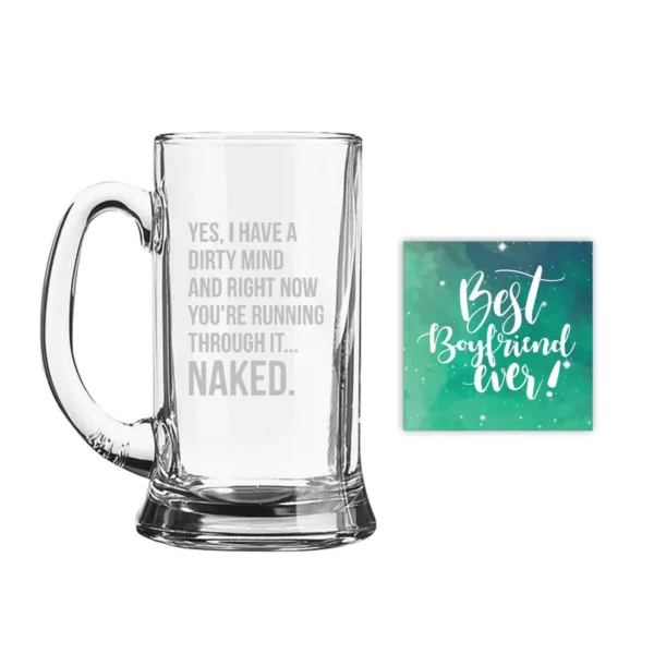 Yes I Have A Dirty Mind Engraved Beer Mug