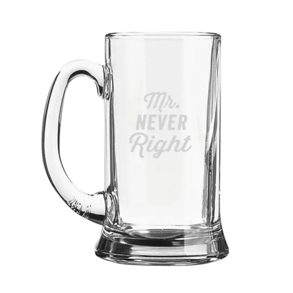 Mr Never Right Husband Boyfriend Engraved Beer Mug