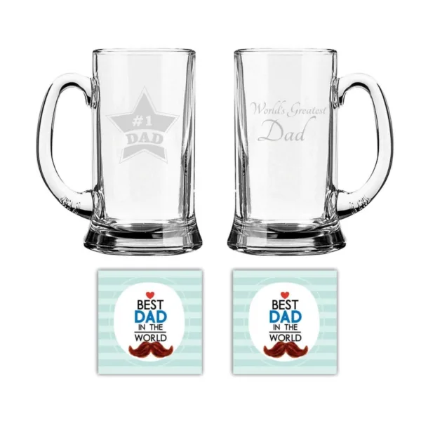 World Greatest dad & No.1 Dad Engraved Beer Mug