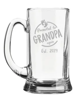 Promoted to Grandpa Again Est. 2019 Engraved Beer Mug