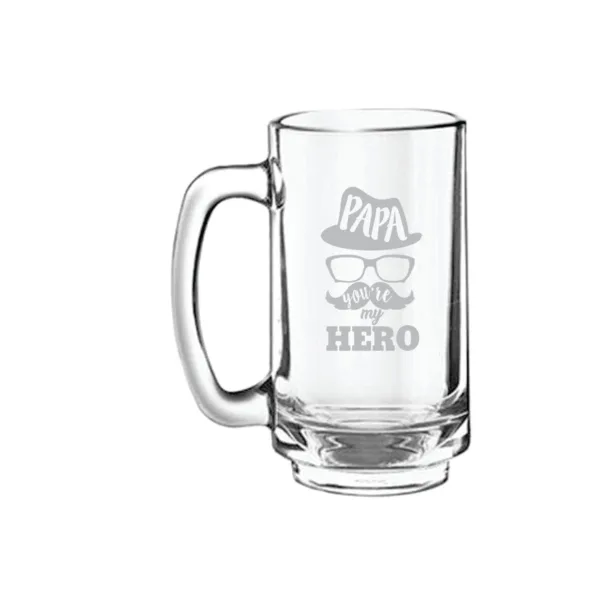 Hero Papa Dad Engraved Beer Mug