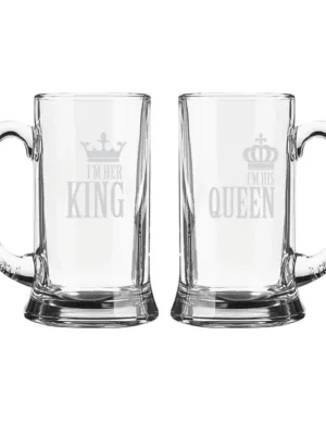 I M Her King and I M his Queen Engraved Beer Mug