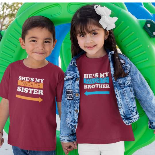 Favorite Brother Sister Printed Sibling T-shirt
