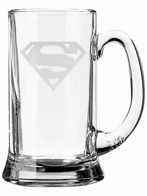 Super Man Icon Engraved Beer Mug