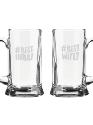 Best Hubby Wifey Engraved Beer Mug