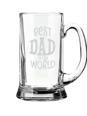 Best Dad in The World Engraved Beer Mug