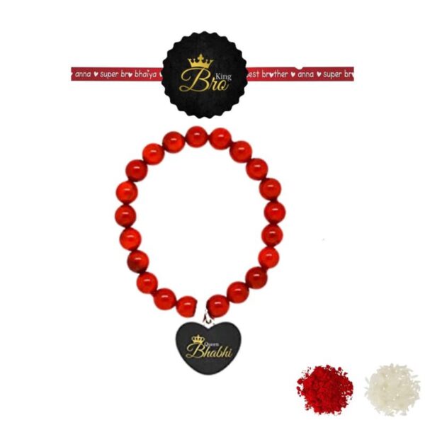 king Bro & Queen Bhabhi Beads Rakhi gift for Bhaiya & Bhabhi