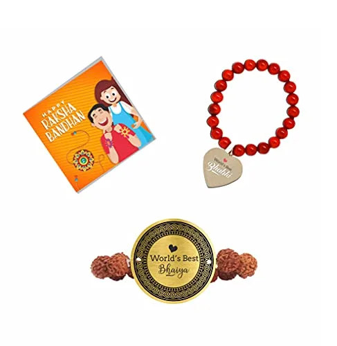 World Best Bhaiya & Bhabhi Engraved Rakhi Combo Set Of 2