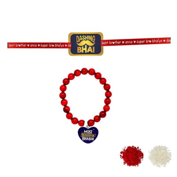 Dashing Bhai & Most Beautiful Bhabhi Beads Rakhi gift for Bhaiya & Bhabhi