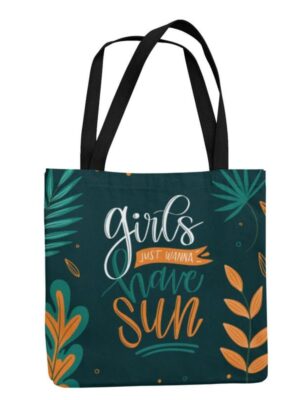 TheYaYaCafe Canvas Cotton Waterproof Tote Bag with Zipper for Women - All Over Printed, Stylish and Spacious Shopper Bag -