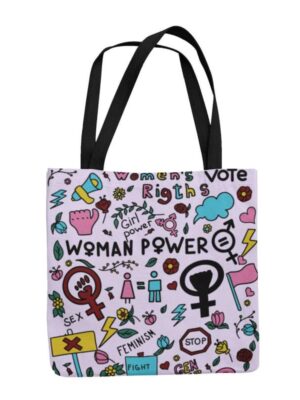 TheYaYaCafe Canvas Cotton Waterproof Tote Bag with Zipper for Women - All Over Printed, Stylish and Spacious Shopper Bag -