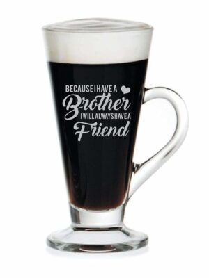 TheYaYaCafe Rakhi Gifts for Brother Glass Tea Cup Brother Friend Engraved with Laminated Paper Coaster, Raksha Bandhan