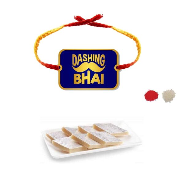 YaYa Cafe Rakhi Sweets Gift Combo for Brother Dashing Bhai Printed Rakhi, Kaju Katli - 100 gm, Gift Combo of 2 Raksha Bandhan