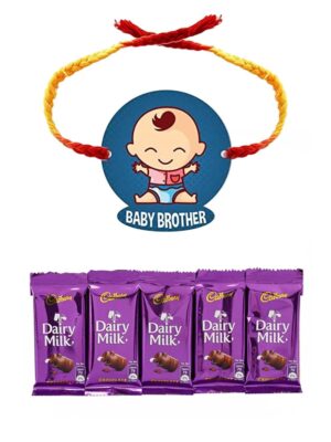 Rakhi Gift Hamper Baby Brother Rakhi With 5 Pcs Dairy Milk Chocolate