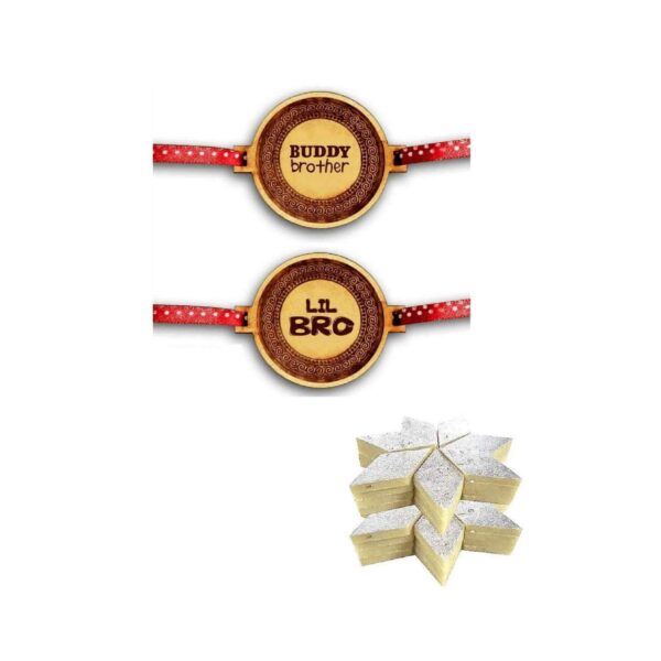 Buddy Bro & Lil Bro Kids  Rakhi Gift with Kaju Katli Combo of 3