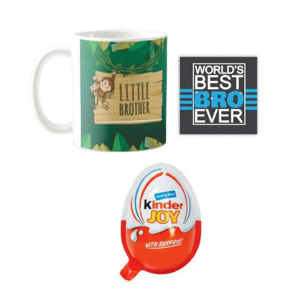 YaYa cafe Birthday Rakhi Chocolates Gift Combo for Kid Brother, Monkey Little Bro Brother Mug, Coaster, Birthday Rakhi,Cadbury