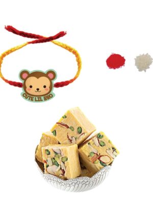 Cute Lil Bro Kids Rakhi with Badam Patisa Gift Combo of - 2