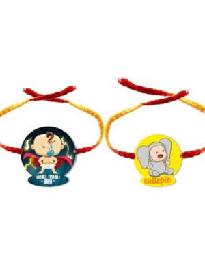 Cutiepie & Double Trouble Bro Kids Rakhi  - Combo Set of 2