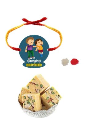 Yaya Cafe Rakhi Sweets Gift Combo for Brother Annoying Brother Printed Rakhi, Badam Patisa- 1 Kg Raksha Bandhan