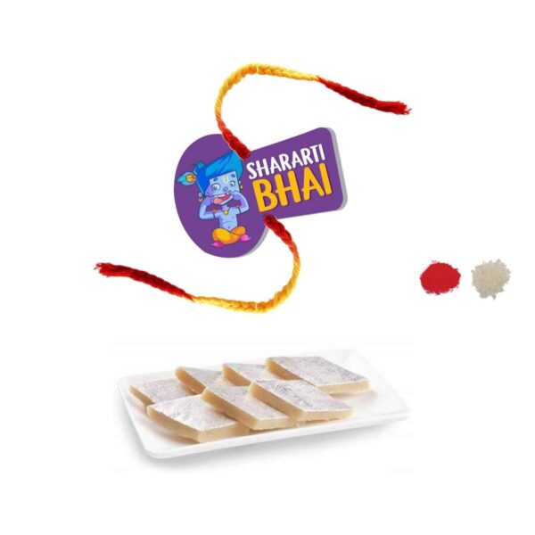 YaYa Cafe Rakhi Sweets Gift Combo for Brother Shararti Bhai Printed Rakhi, Kaju Katli - 500 gm, Gift Combo of 2 Raksha Bandhan