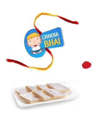 YaYa Cafe Rakhi Sweets Gift Combo for Brother Chhota Bhai Printed Rakhi, Kaju Katli - 500 gm, Gift Combo of 2 Raksha Bandhan