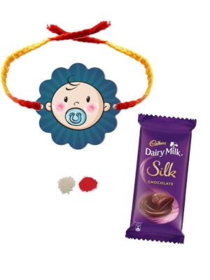 YaYa Cafe� Rakhi Chocolates Gift Combo for Brother, Cute Baby Boy Rakhi with 1 Dairy Milk Silk Chocolate Gift Combo Birthday