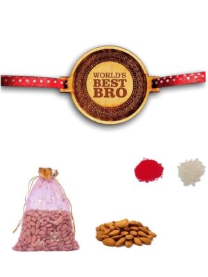 YaYa Cafe Rakhi Dry Fruits Gift Combo for Brother Worlds Best Bro Rakhi Almonds, , Coaster Gift Combo of 2 Birthday