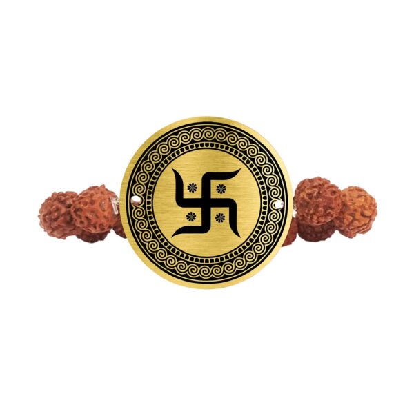 Swastik Engraved Rudraksh Rakhi For Brother