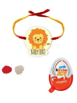 Baby Lion Bro Kids  Rakhi with Kinder Joy  Chocolate Gift Combo- Pack of 2