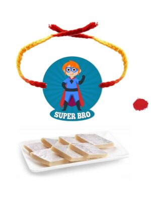 YaYa Cafe Rakhi Sweets Gift Combo for Brother Super Bro Printed Rakhi, Kaju Katli - 1 kg, Gift Combo of 2 Raksha Bandhan