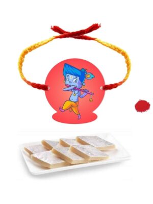 YaYa Cafe Rakhi Sweets Gift Combo for Brother Krishna Printed Rakhi, Kaju Katli - 500 gm, Gift Combo of 2 Raksha Bandhan