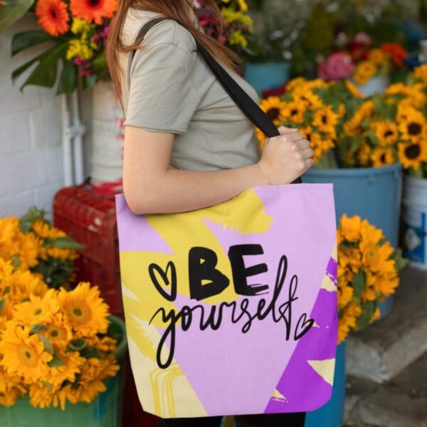 Be Yourself Waterproof Tote Bag with Zipper