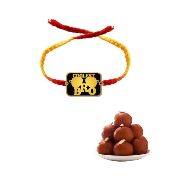 Yaya Cafe Printed Rakhi Sweets Gift Combo for Brothers, Coolest Bro Printed Rakhi, Gulab Jamun, Gift Combo Raksha Bandhan