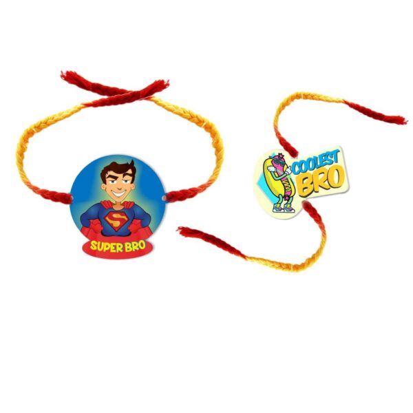 Super Bro & Coolest Bro Rakhi for Brother Combo - Set of 2