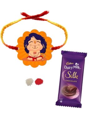 Bal Hanuman Kids Rakhi with 1 Dairy Milk Silk Chocolate Gift Combo - Pack of 2
