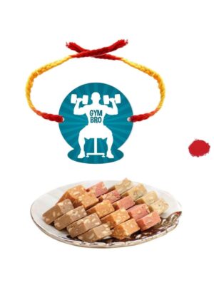Yaya Cafe Rakhi Sweets Gift Combo for Brother Gym Bro Printed Rakhi, MEWA Bites Burfi - 400 gm Raksha Bandhan