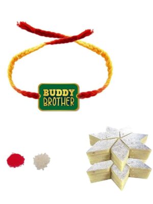 YaYa Cafe Rakhi Sweets Gift Combo for Brother, Buddy Brother with Rakhi,Kaju Katli - 500 gm, Gift Combo of 3 Raksha Bandhan