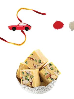Car Kids Rakhi with Badam Patisa Sweets Gift   Combo - Pack of 2