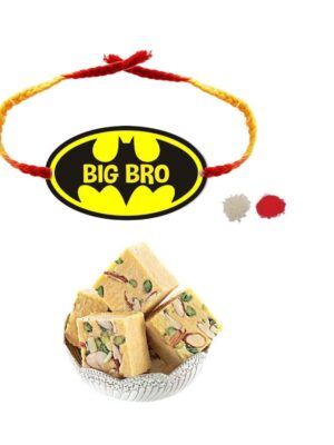 Yaya Cafe Rakhi Sweets Gift Combo for Brother Batman Big Bro Printed Rakhi, Badam Patisa- 1 Kg Raksha Bandhan
