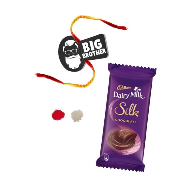 YaYa Cafe™ Rakhi Chocolates Gift Combo for Brother, Big Brother Rakhi with 1 Dairy Milk Silk Chocolate Gift Combo Birthday