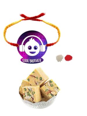 Yaya Cafe Rakhi Sweets Gift Combo for Cool Brother Printed Rakhi, Badam Patisa- 1 Kg Raksha Bandhan