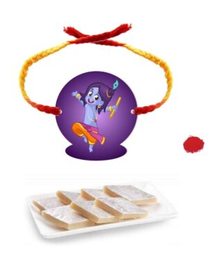 YaYa Cafe Rakhi Sweets Gift Combo for Brother Krishna Printed Rakhi, Kaju Katli - 500 gm, Gift Combo of 2 Raksha Bandhan