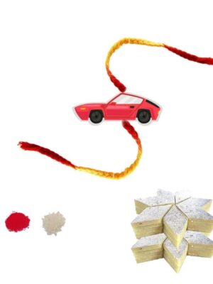 YaYa Cafe Rakhi Sweets Gift Combo for Brother, Car with Rakhi,Kaju Katli - 100 gm, Gift Combo of 3 Raksha Bandhan