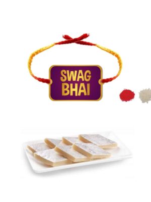 YaYa Cafe Rakhi Sweets Gift Combo for Brother Swag Bhai Printed Rakhi, Kaju Katli - 1 kg, Gift Combo of 2 Raksha Bandhan