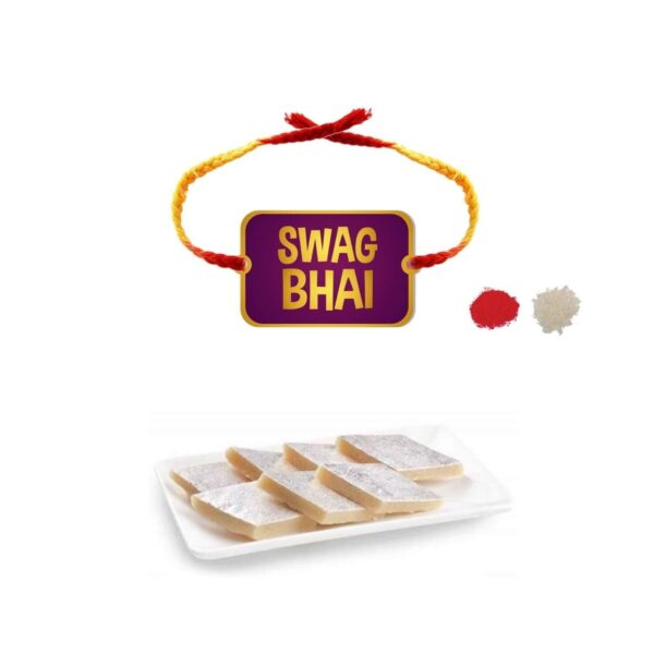 YaYa Cafe Rakhi Sweets Gift Combo for Brother Swag Bhai Printed Rakhi, Kaju Katli - 1 kg, Gift Combo of 2 Raksha Bandhan