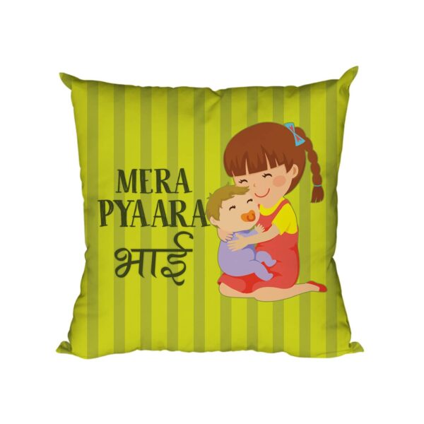 TheYaYaCafe Birthday Rakhi Gift for Brother, Mere Pyaara Bhai Magic Sequins Cushion Cover 24X24 Inches